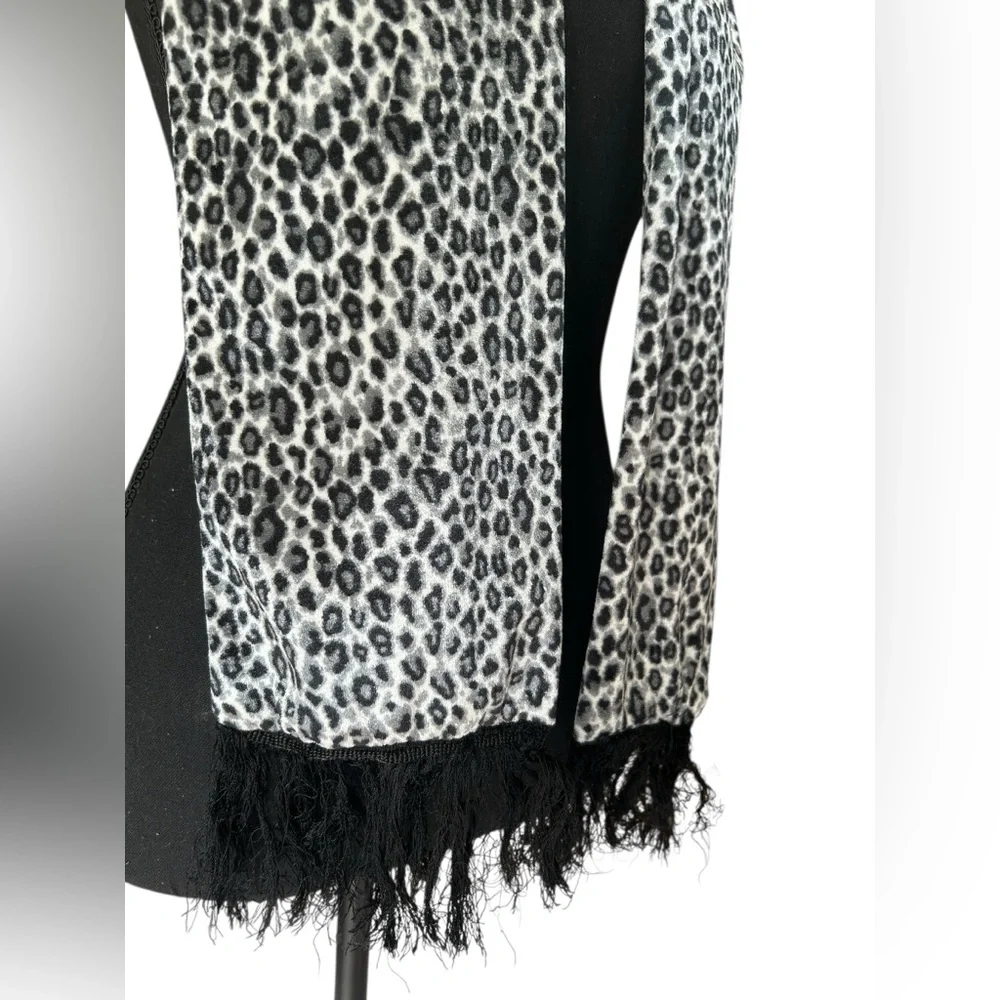 Y2K Millennial Diva Casual Cozy Leopard Print Soft Fringe Animal Print Scarf OS